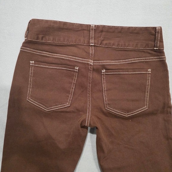 PacSun Brown Low Rise Bootcut Jeans White Contrast Stitch Y2K Flare Size 28 - Picture 9 of 9